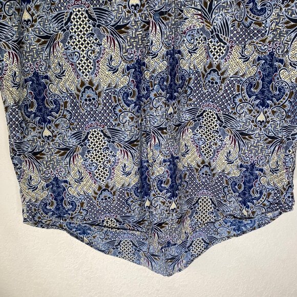 Java Lava Mens XL Short Sleeve Blue & Beige Paisley Button-Up Shirt Coastal Beec - Picture 6 of 14